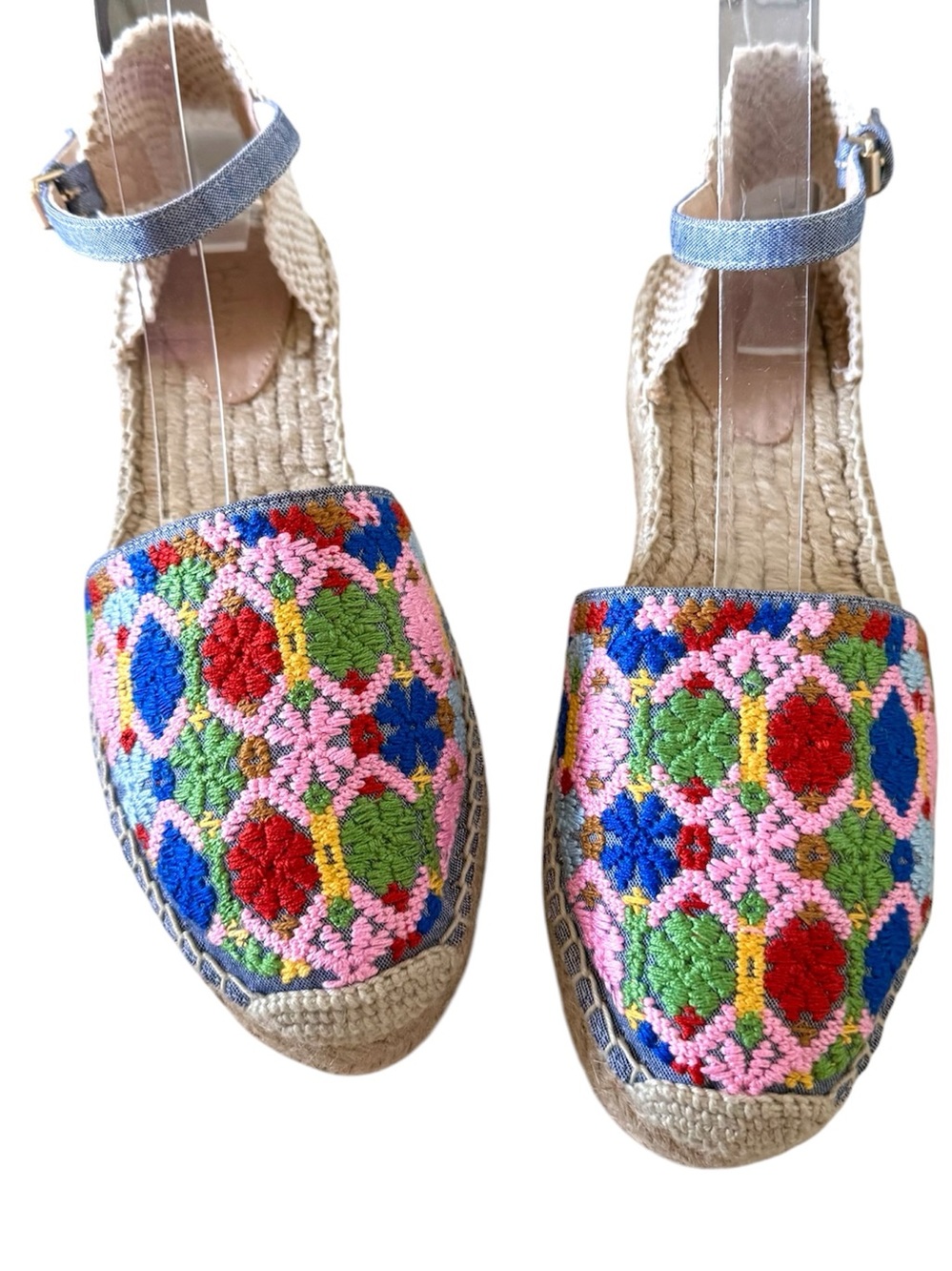 Boden Ankle Strap Embroided Platform Jute Sandals